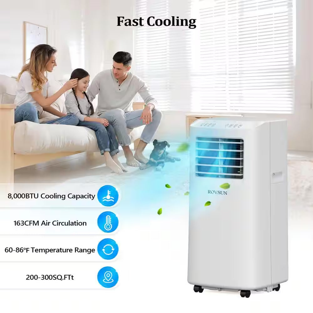 5100 BTU (DOE) WIFI Portable Air Conditioner Cools 200 Sq. Ft. with Dehumidifier and Remote in White