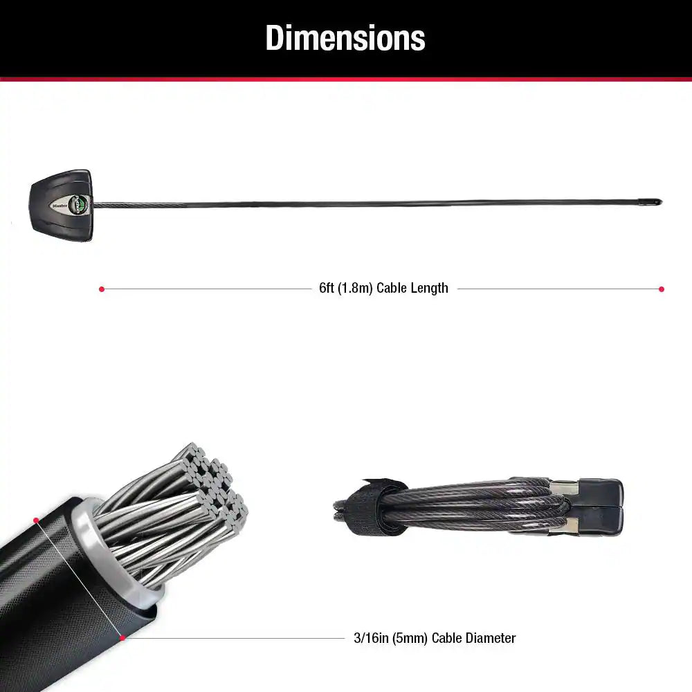 Cable Lock with Key, Adjustable to 6 Ft. Long