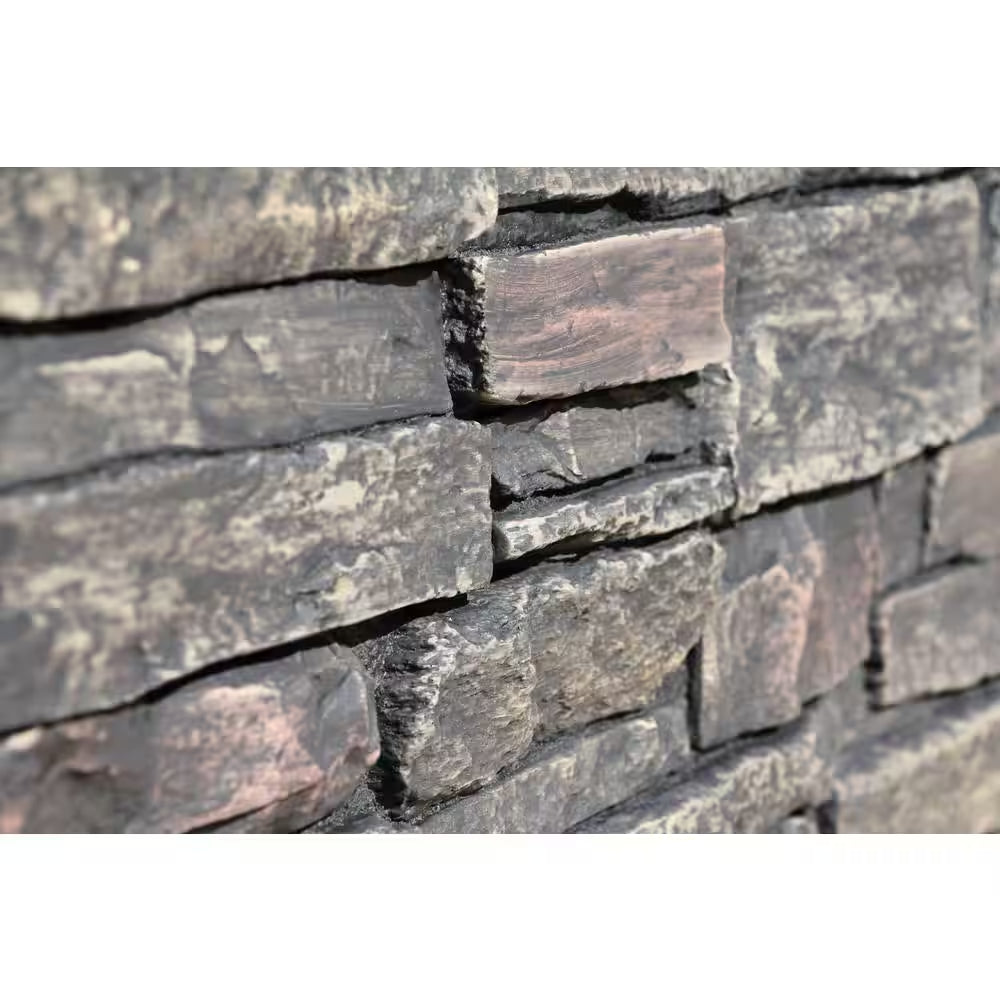 Ledge Stone 48 In. X 24.25 In. Polyurethane Interlocking Siding Panel in Volcanic Ash