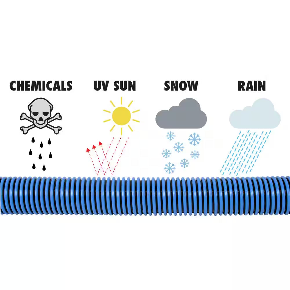 1-1/2 In. X 30 Ft. Heavy Duty In-Ground Pool Vacuum Hose with Swivel Cuff