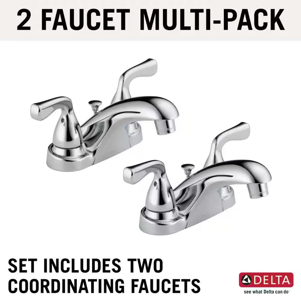 Foundations 4 In. Centerset 2-Handle Bathroom Faucet in Polished Chrome (2-Pack)