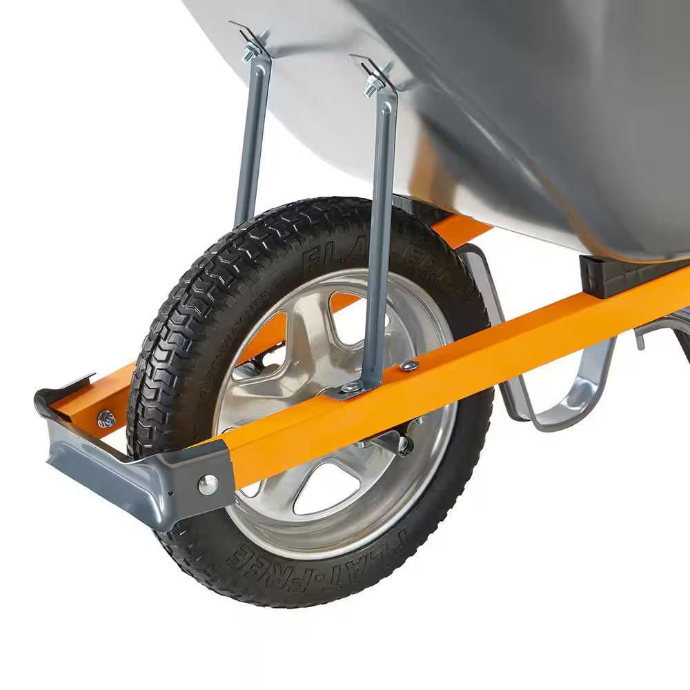 6 Cu. Ft Steel Wheelbarrow with Flat Free Tires and Metal Handles