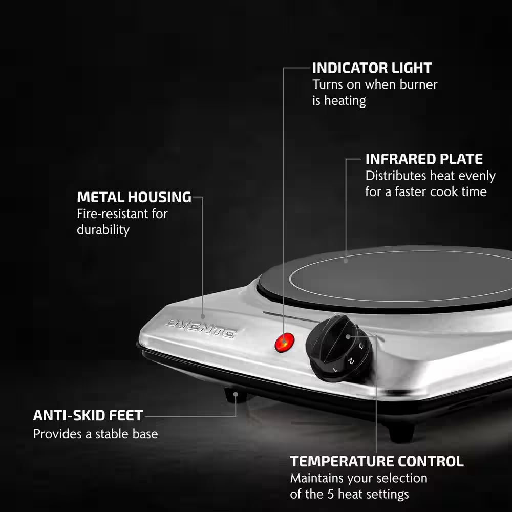 Single Infrared Burner 7 In. Silver Hot Plate