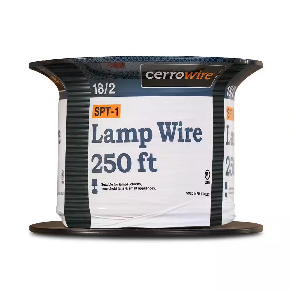 250 Ft. 18/2 Black Stranded Copper Lamp Wire