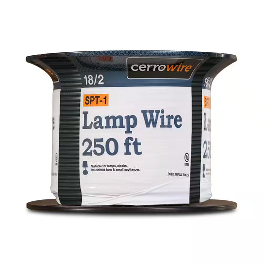 250 Ft. 18/2 Black Stranded Copper Lamp Wire