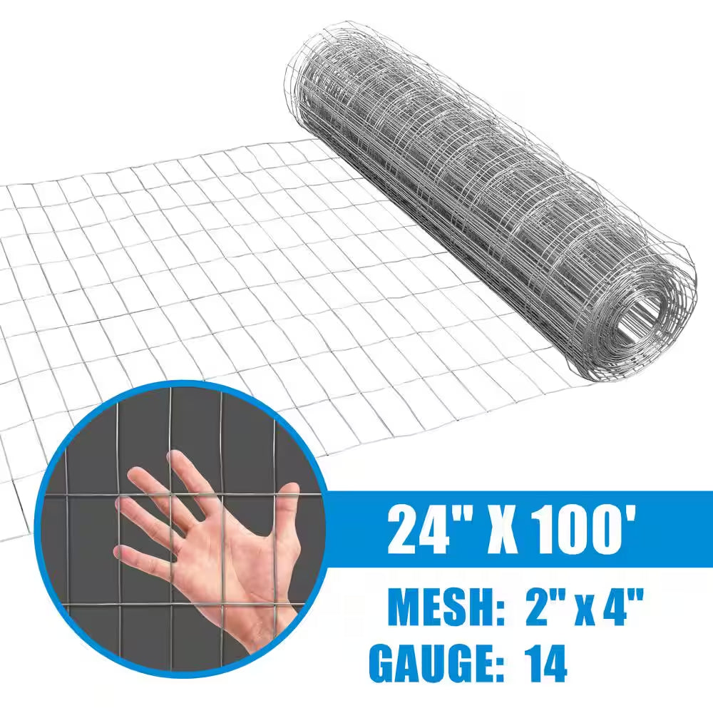 2 Ft. X 100 Ft. 14-Gauge Welded Wire Fence with Mesh 2 In. X 4 In.