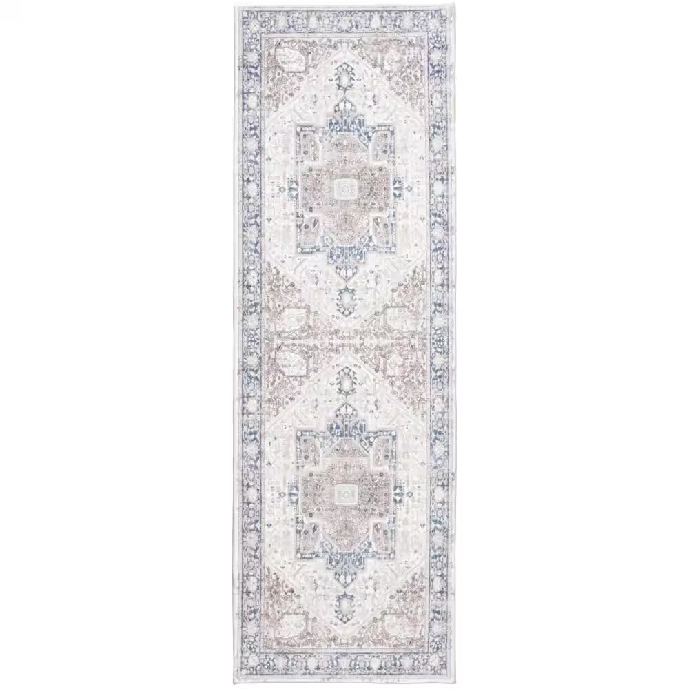 Silky Medallion Multi 2 Ft X 7 Ft Medallion Polyester Runner Rug