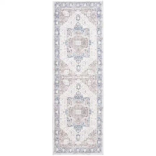 Silky Medallion Multi 2 Ft X 7 Ft Medallion Polyester Runner Rug