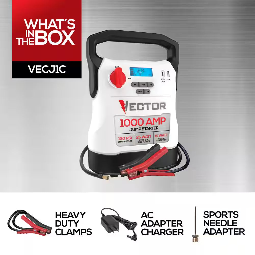 1000 Amp Jump Starter, Compressor, USB Power