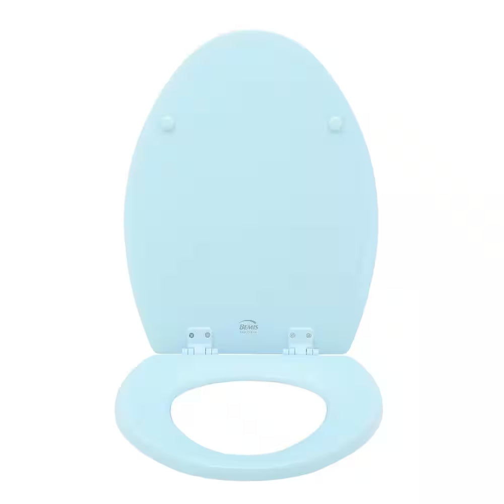 Elongated Enameled Wood Removes for Easy Cleaning Toilet Seat in Dresden Blue