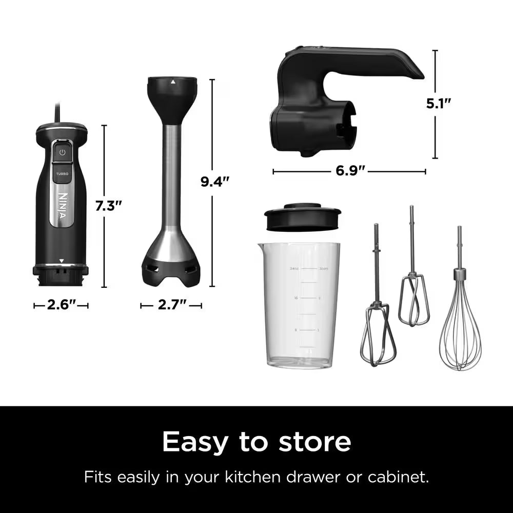 Foodi Power Mixer System, 5-Speed Black Immersion Blender and Hand Mixer