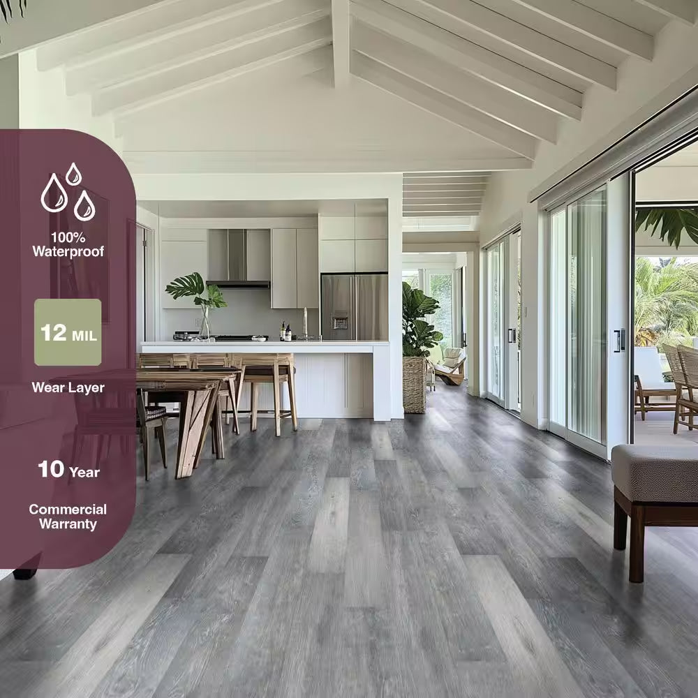 Lake Annette Oak 12 MIL X 7 In. W X 48 In. L Click Lock Waterproof Luxury Vinyl Plank Flooring (23.8 Sq. Ft. / Case)