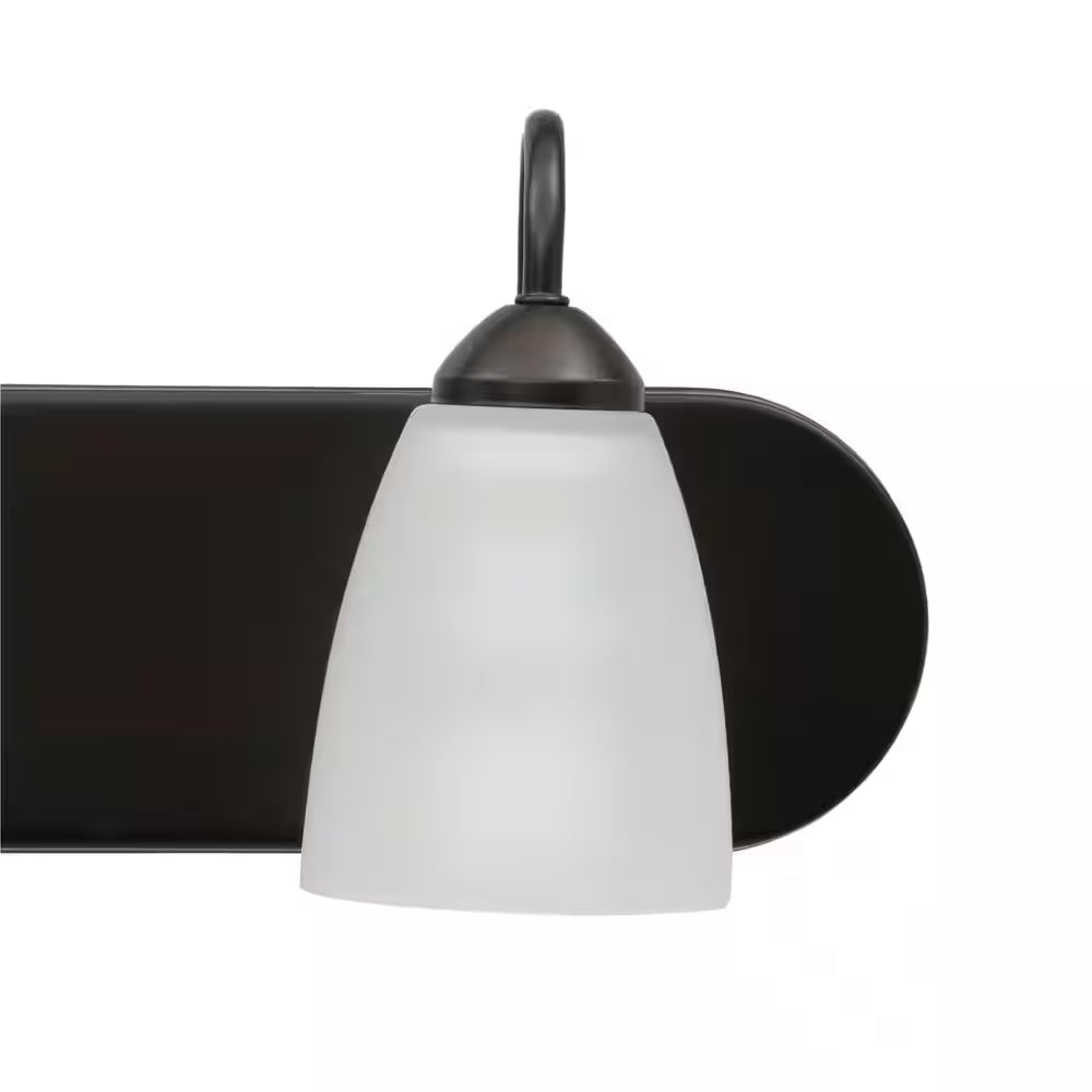 Gather Collection 48 In. 6-Light Antique Bronze Etched Glass Traditional Bathroom Vanity Light