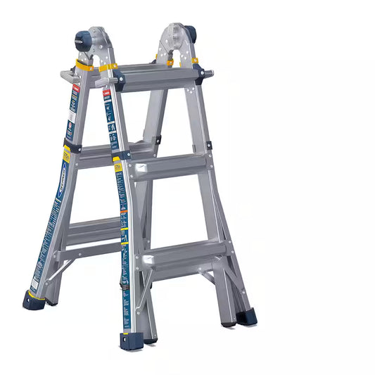 5 in 1 Multi Position Pro 14 Ft. Reach Aluminum Adjustable Multi Position Ladder, 375 Lb. Load Capacity Type IAA Duty