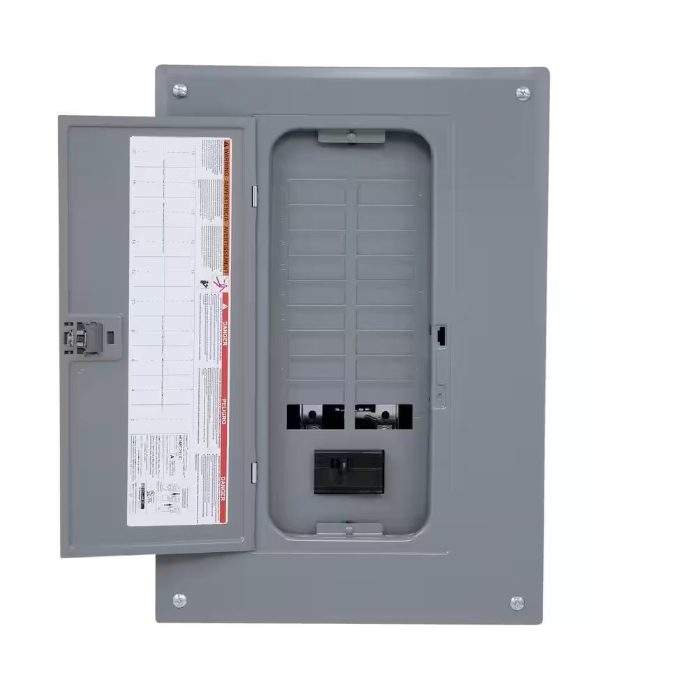 Homeline 100 Amp 20-Space 40-Circuit Indoor Main Breaker Plug-On Neutral Load Center with Cover(Hom2040M100Pcvp)