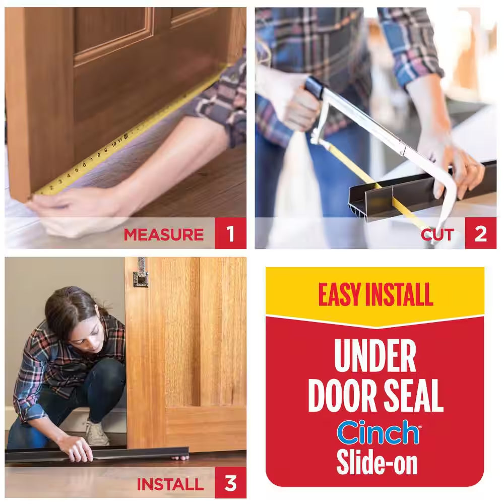 36 In. Clear Vinyl U-Shape Cinch Slide-On under Door Seal