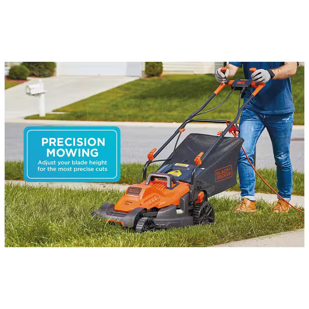 17 In. 12 AMP Corded Electric Walk behind Push Lawn Mower