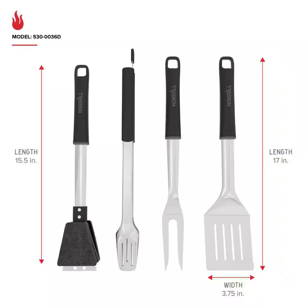 4 Pieces Grill Stainless Steel Tool Set