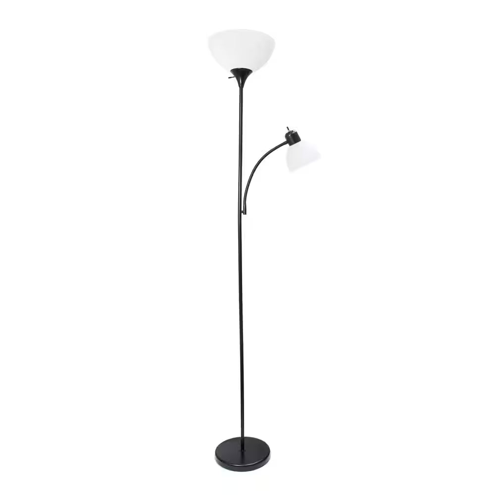 71.5 In. Black Floor Lamp with Reading Light