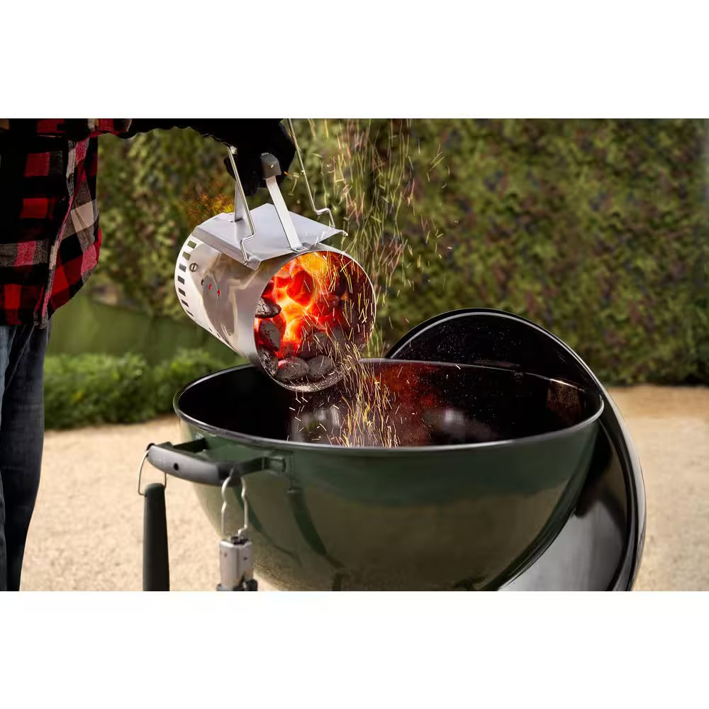Original Kettle 22 In. Charcoal Grill American Flag in Green with One-Touch Cleaning System