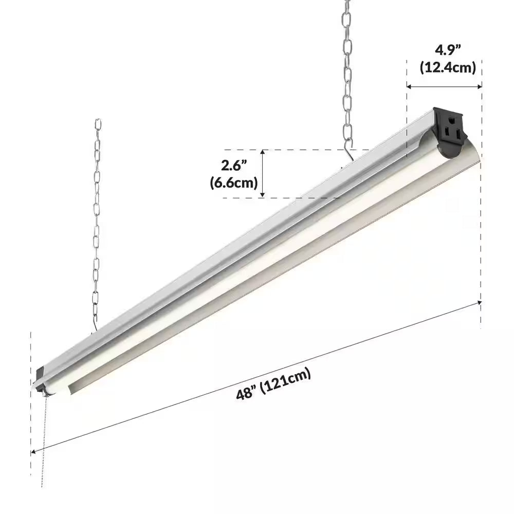 4 Ft. 250- Watt Equivalent Integrated LED Silver Shop Light 4000K, 55W, 5000 Lumens, Linkable