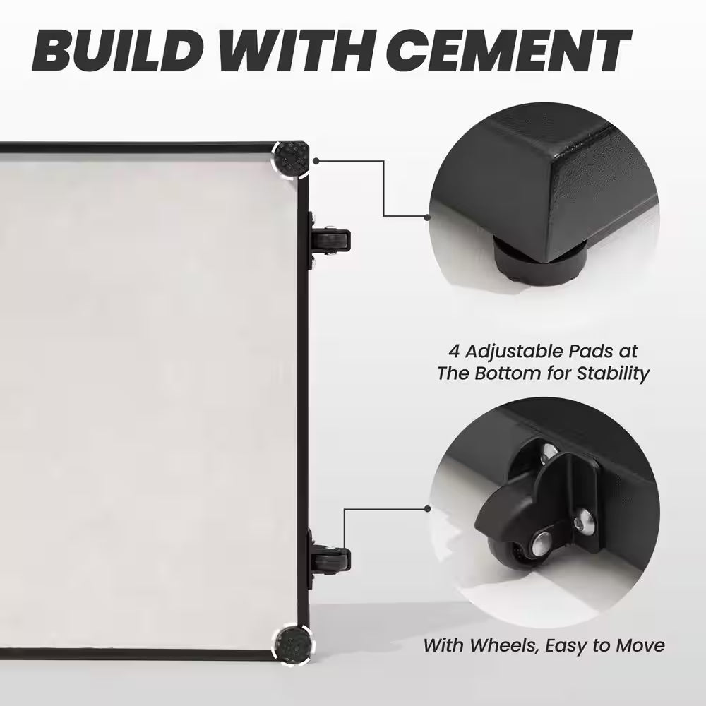 40 Lbs. Patio Umbrella Base with Wheels Outdoor Heavy Duty Square Concrete Market Umbrella Stand in Black
