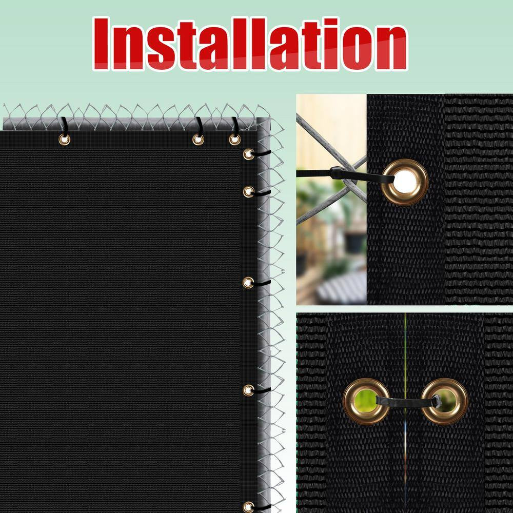 5 Ft. X 5 Ft. Black Privacy Fence Screen HDPE Mesh Windscreen with Reinforced Grommets for Garden Fence (Custom Size)