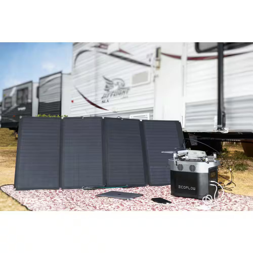 160-Watt Portable Solar Panel, Foldable Solar Charger Chainable for Power Station/Generator, Waterproof for Outdoors