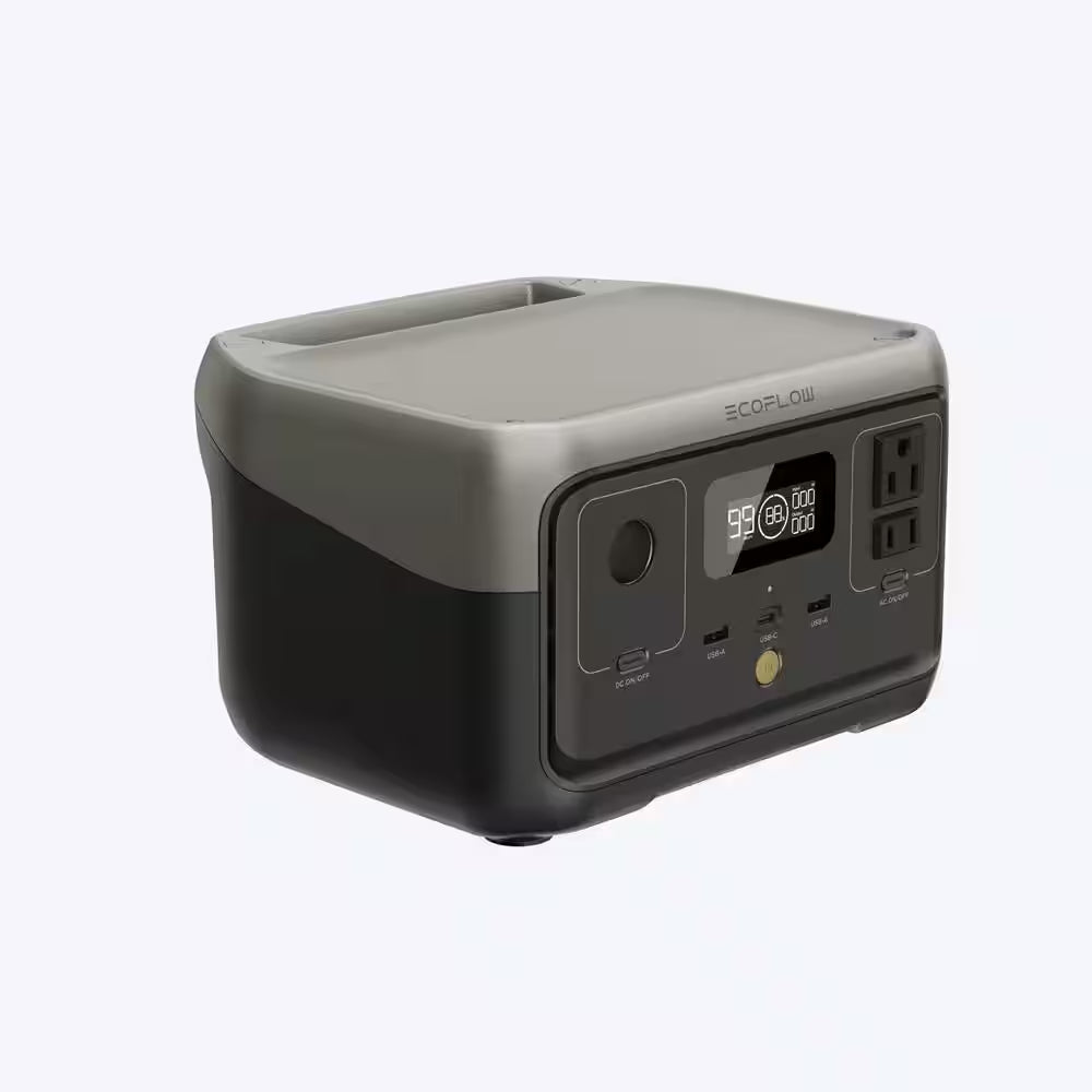 300-Watt Output/600-Watt Peak Push-Button Start Battery Generator RIVER 2 LFP Battery Fast Charging for Outdoor, Camping