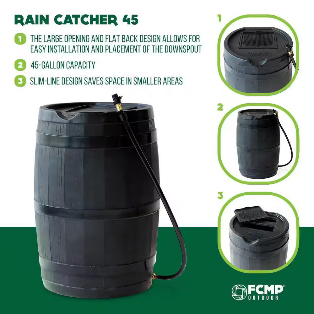 45 Gal. RC45 Rain Barrel, Black