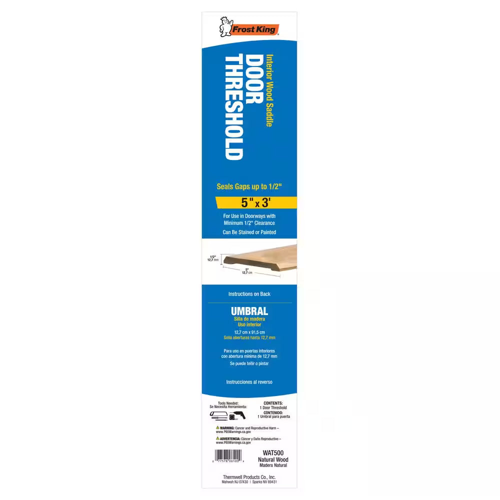 5 In. X 1/2 In. Wood Interior Threshold