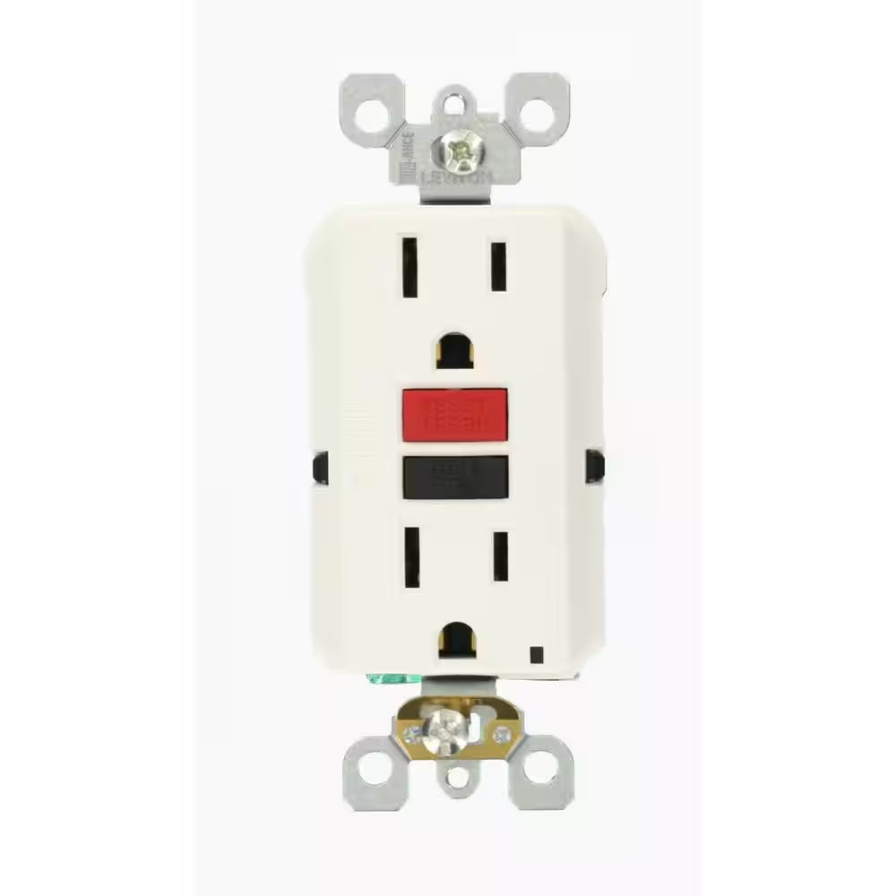 15 Amp Self-Test Smartlockpro Slim Duplex GFCI Outlet, White GFNT1-RW