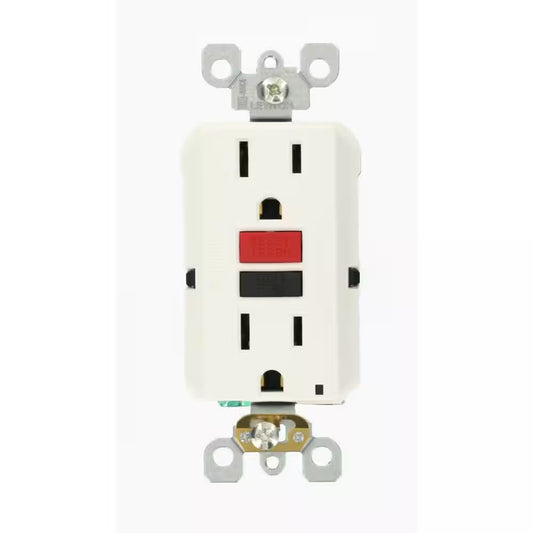 15 Amp Self-Test Smartlockpro Slim Duplex GFCI Outlet, White GFNT1-RW
