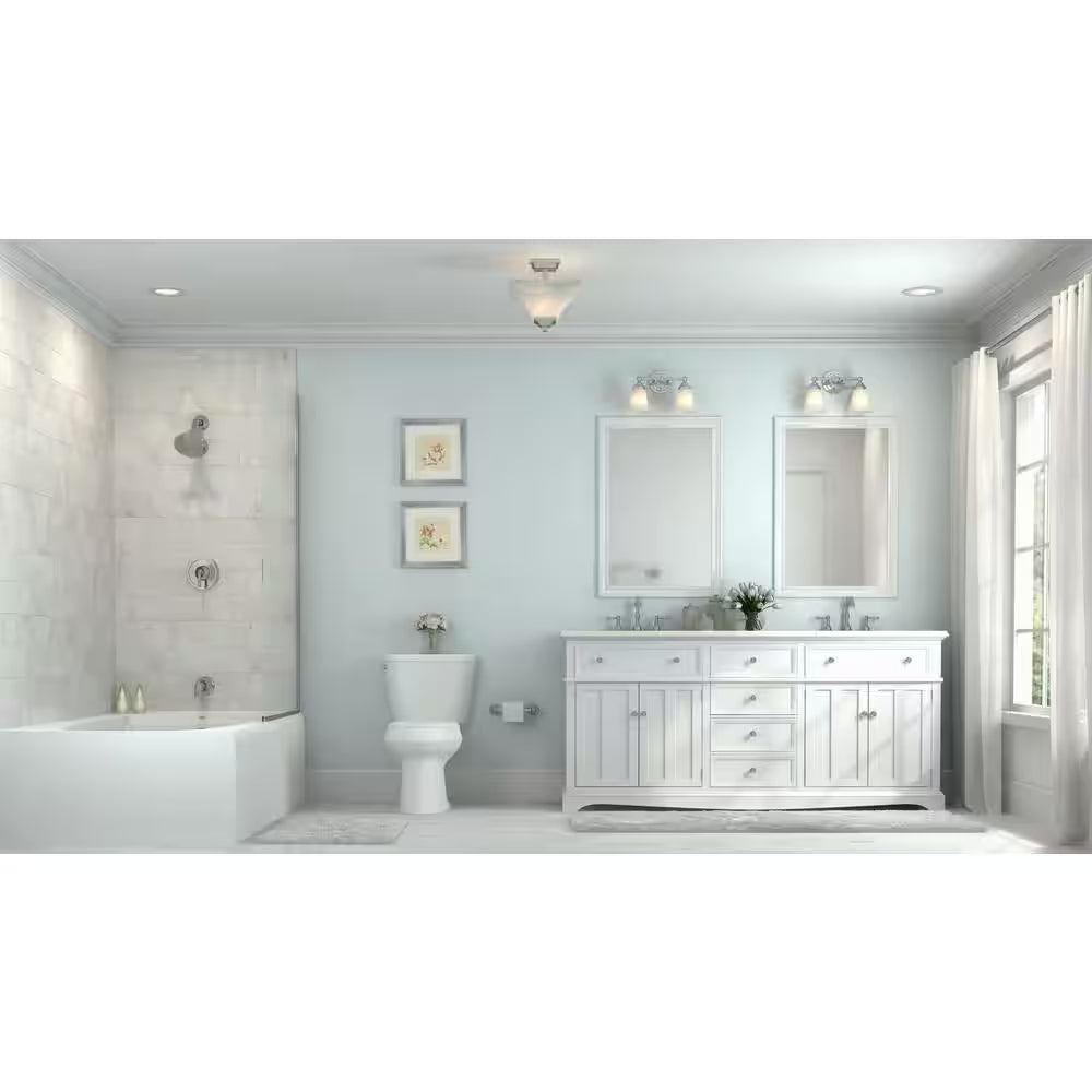 12 Inch Rough in Two-Piece 1.28 GPF Single Flush round Toilet in White Seat Included