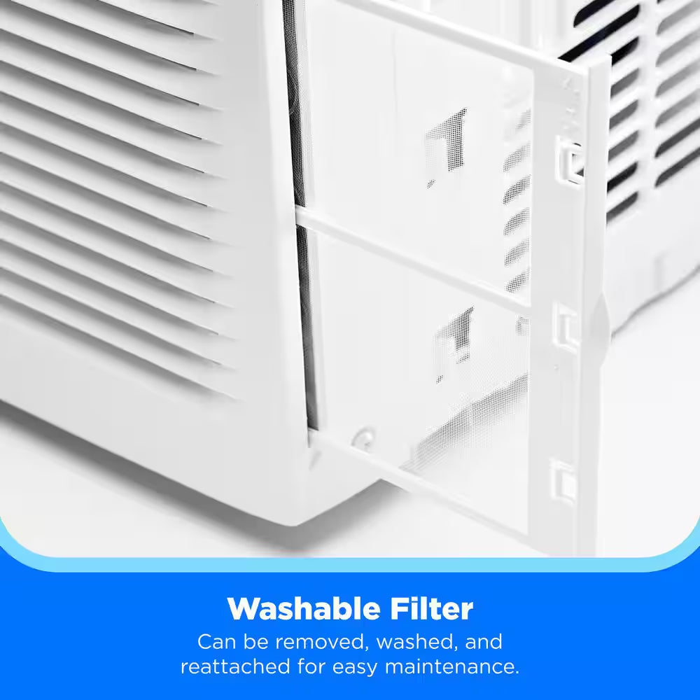 6,000 BTU Window AC Cools up to 250 Sq. Ft. with Remote, Sleep Mode, Timer, Drain Hose and Wi-Fi in White