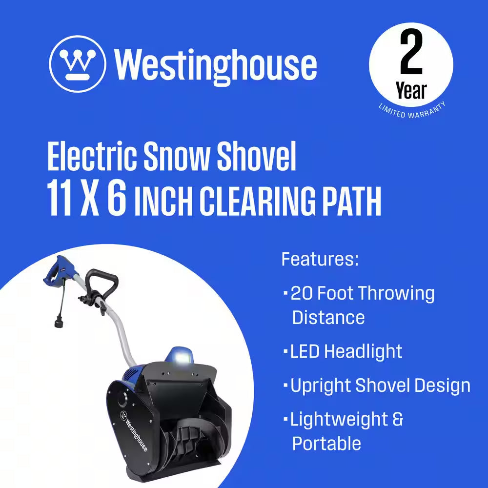 11-In. 120-Volt Electric Corded Snow Shovel with LED Light