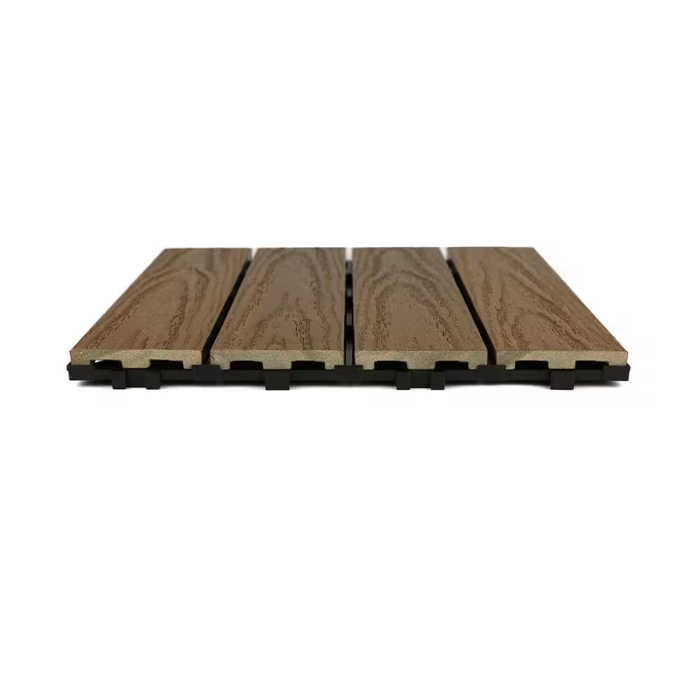 Ultrashield Naturale 1 Ft. X 1 Ft. Quick Deck Outdoor Composite Deck Tile in Peruvian Teak (10 Sq. Ft. per Box)