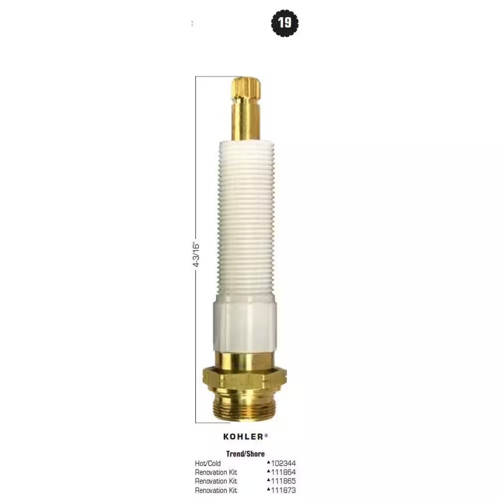 Tub and Shower Rebuild Kit for Kohler Trend 2-Handle Faucets