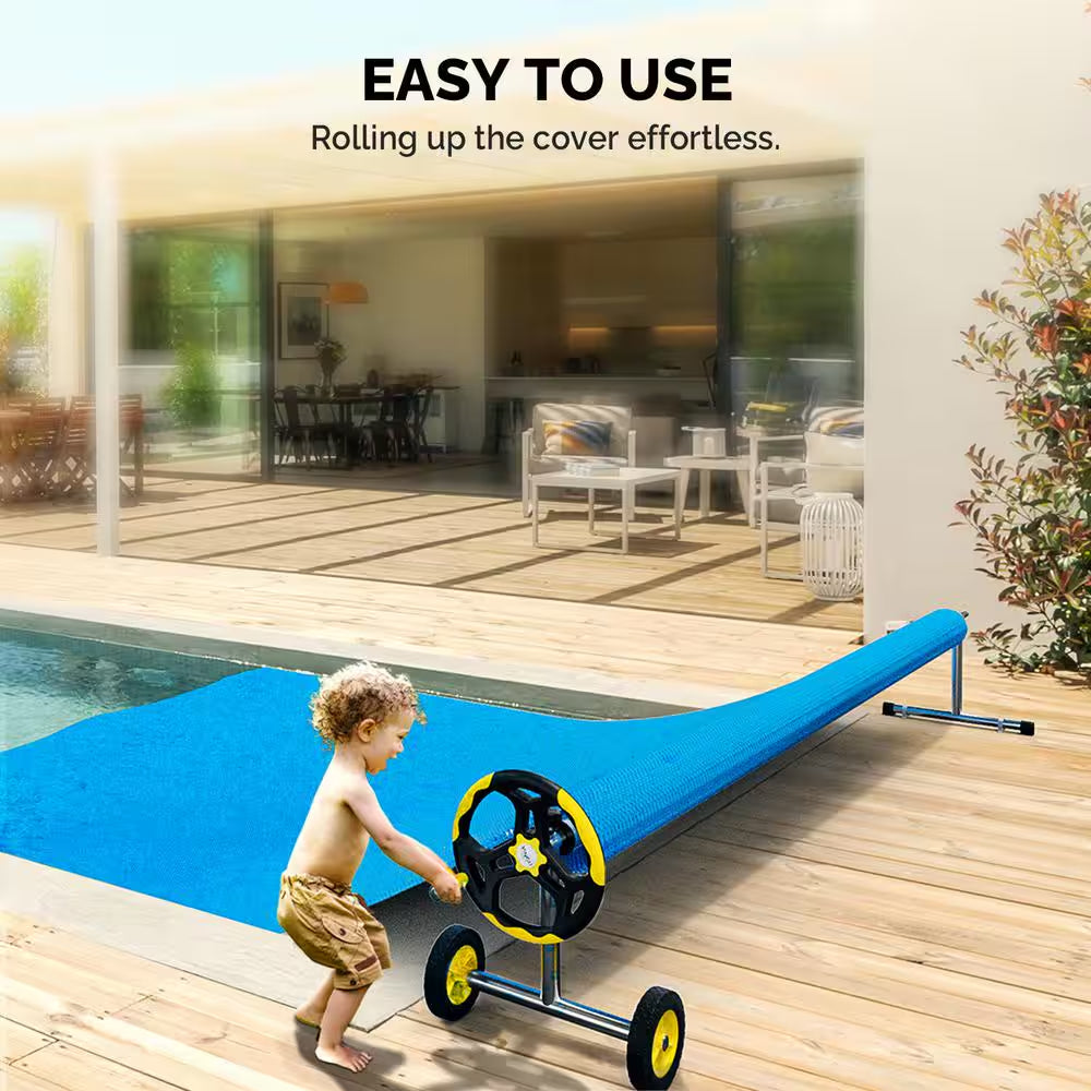 21 Ft. Aluminum Stainless Steel Solar Cover Pool Reel for Inground Swimming