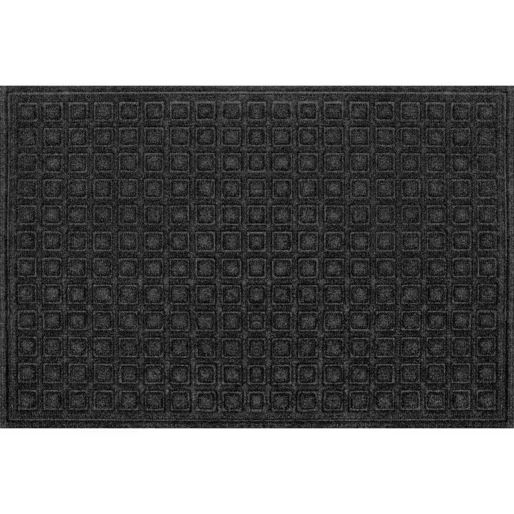 Recycled Black 24 In. X 36 In. Fiber and Rubber Non-Slip Indoor Outdoor Commercial Door Mat