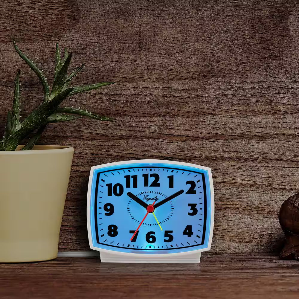 3 In. Tall Electrical Analog White Alarm Clock with Backlight