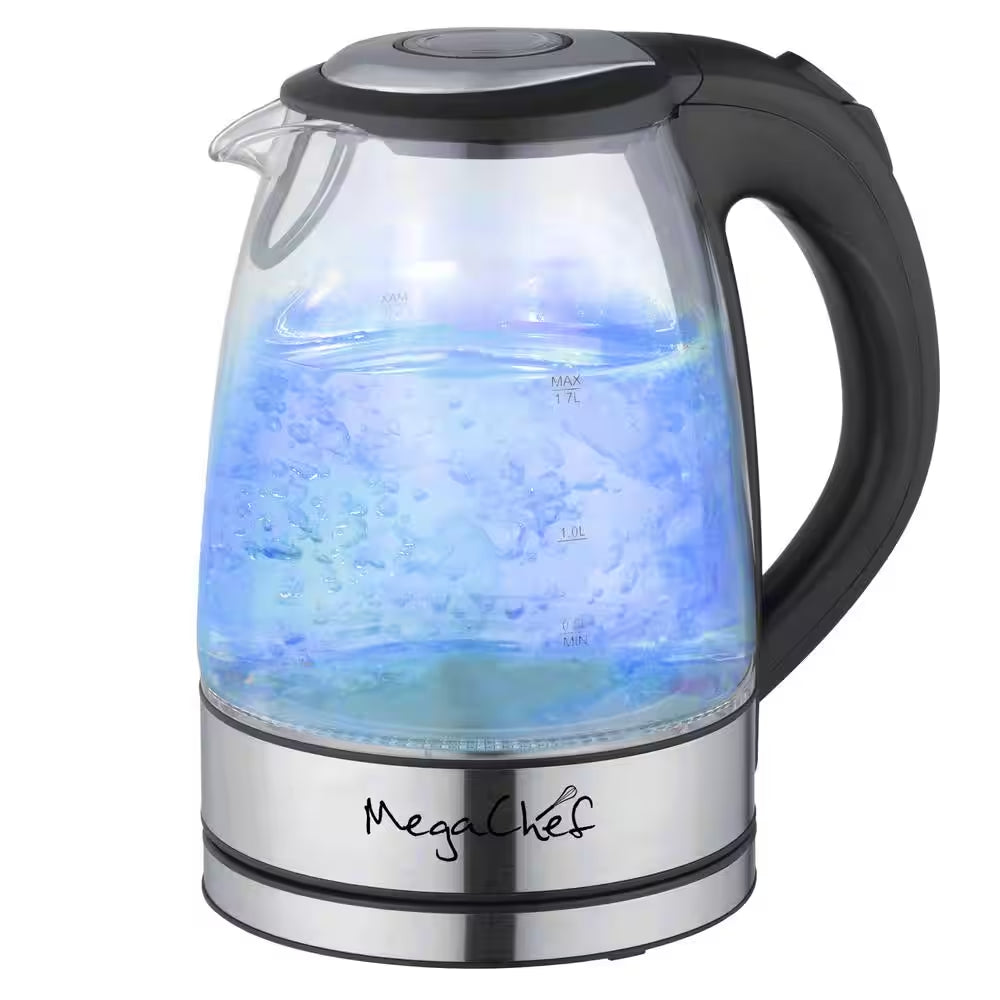 7 Cups 1.7 L Glass and Stainless Steel Electric Tea Kettle