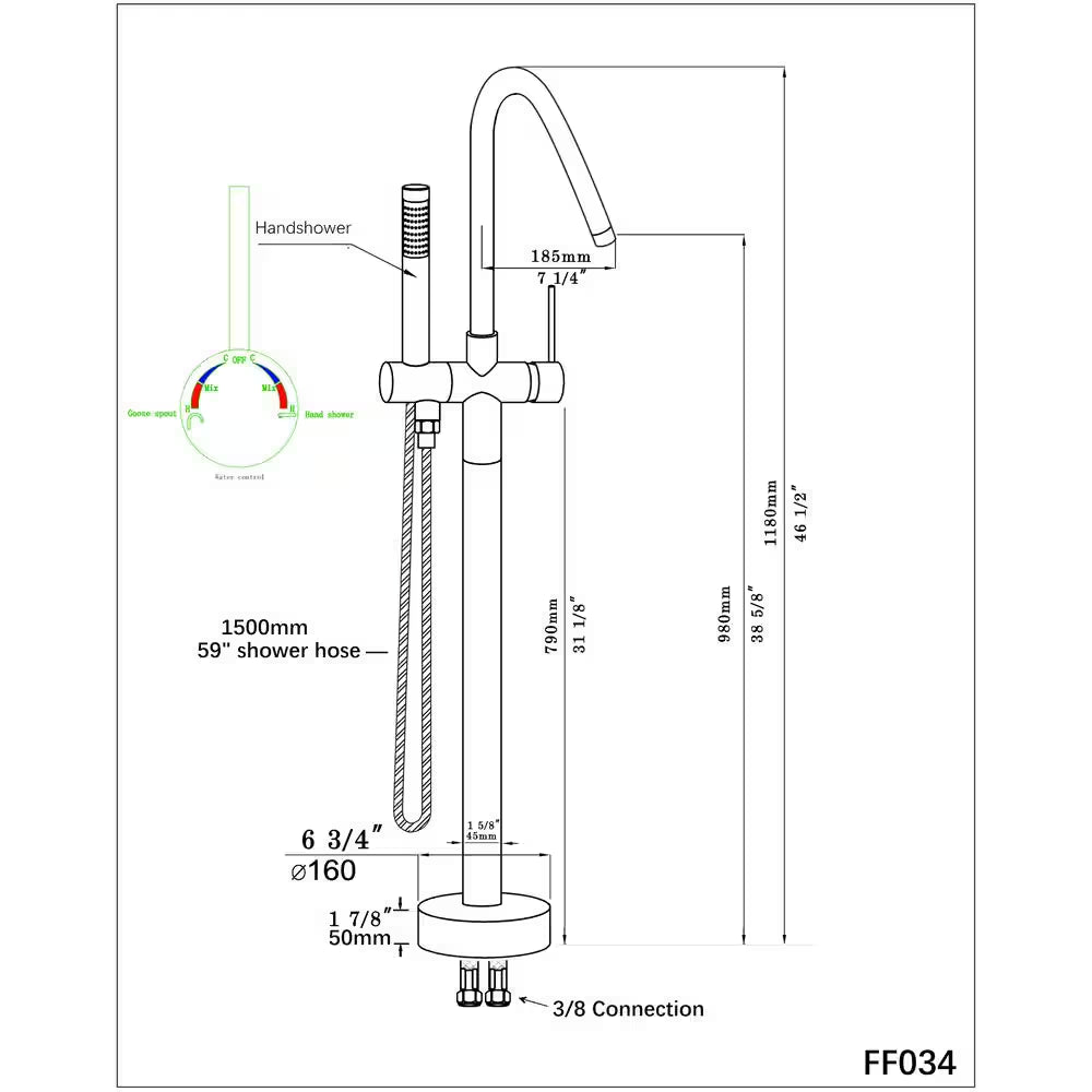 Single-Handle Freestanding Tub Faucet Bathtub Filter with Handheld Shower in Chrome