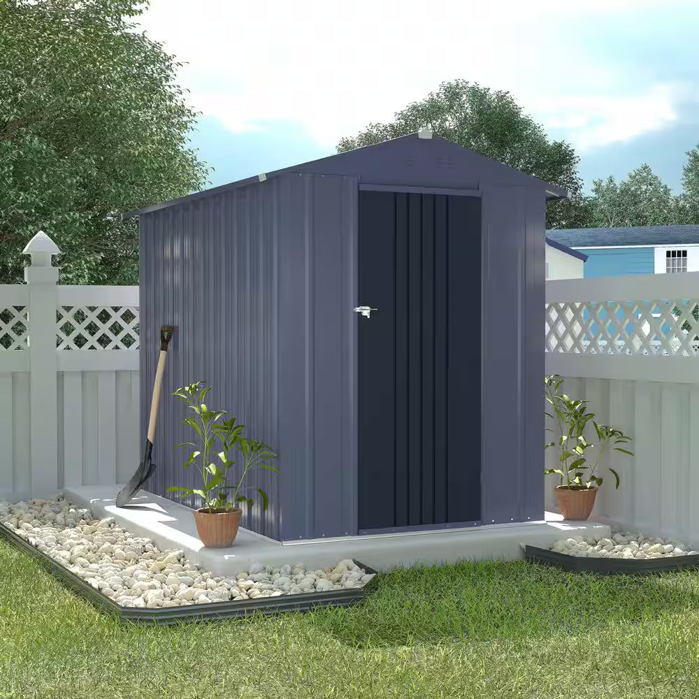 4 Ft. W X 6 Ft. D Outdoor Metal Storage Shed in Gray (24 Sq. Ft.)