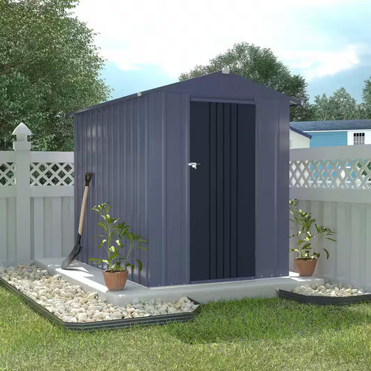 4 Ft. W X 6 Ft. D Outdoor Metal Storage Shed in Gray (24 Sq. Ft.)