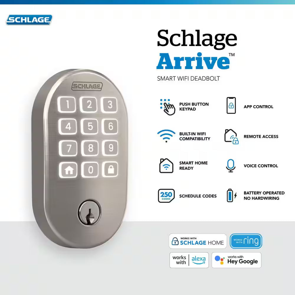 Remsen Satin Nickel Electronic Arrive Smart Wifi Deadbolt