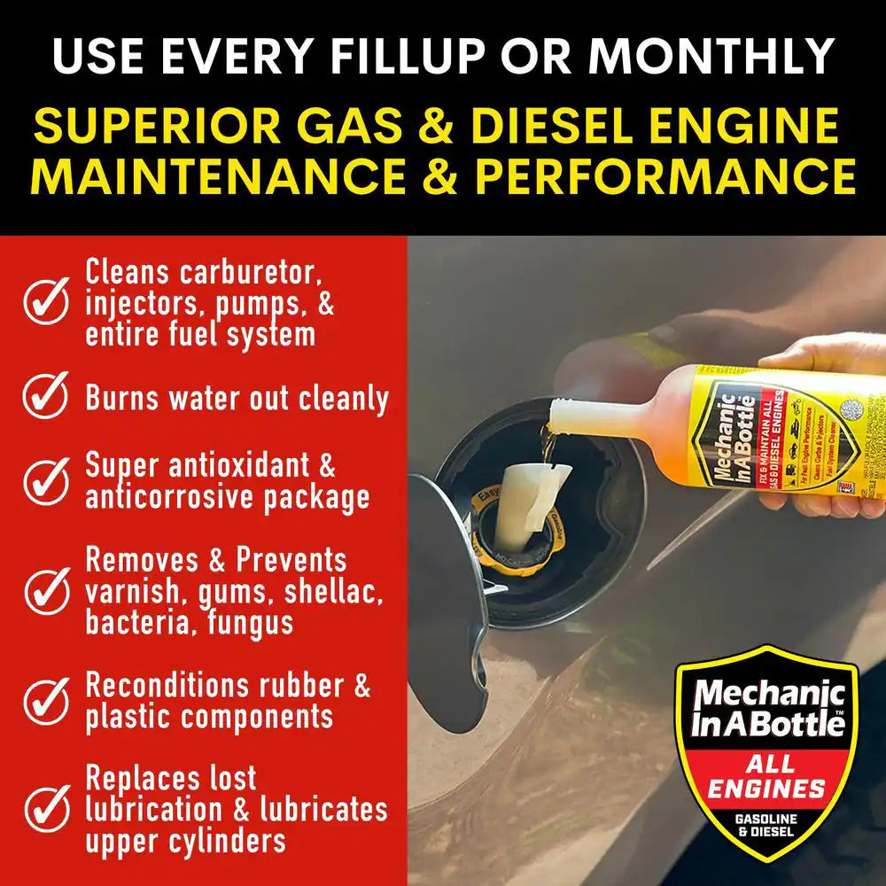 16 Oz. Fuel Additive Gas and Diesel - Fix, Maintain, Protect All Engines