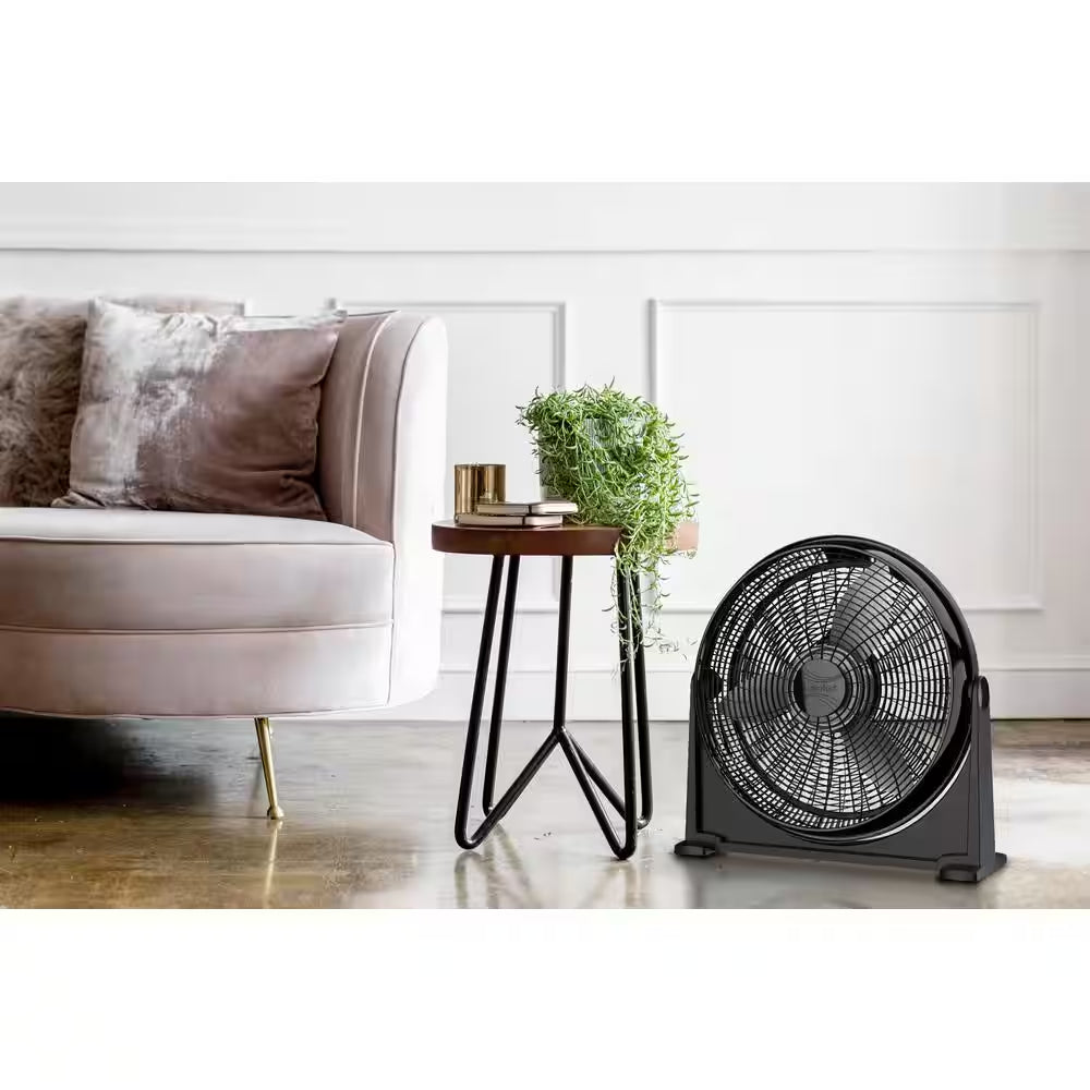 20 In. 3 Speed Air Circulator Floor Fan for Home in Black with Wall Mount Option, Full Range Pivoting Head, Carry Handle