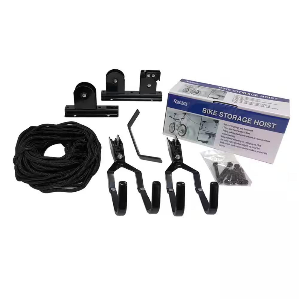 Black 1-Bike Heavy Duty Hoist Garage Bike Rack
