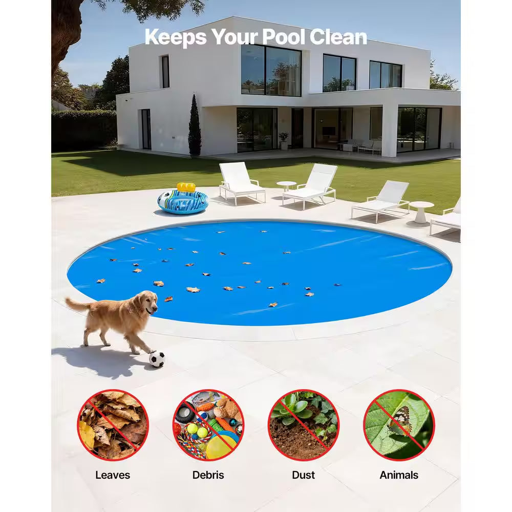 Solar Pool Cover, 24 Ft. round Pool Bubble Cover, 12 Mil Pools Solar Blanket with Bubble & PE Material